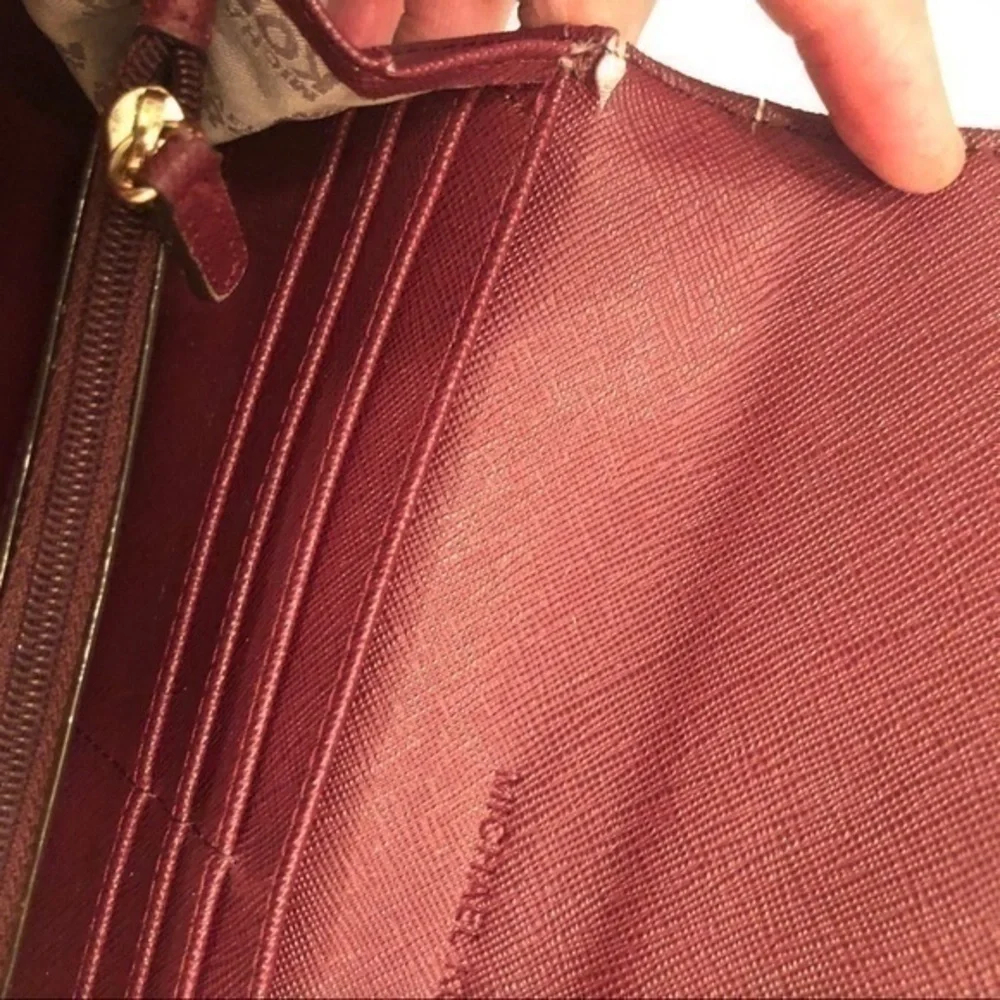 Michael kors burgundy red wallet logo